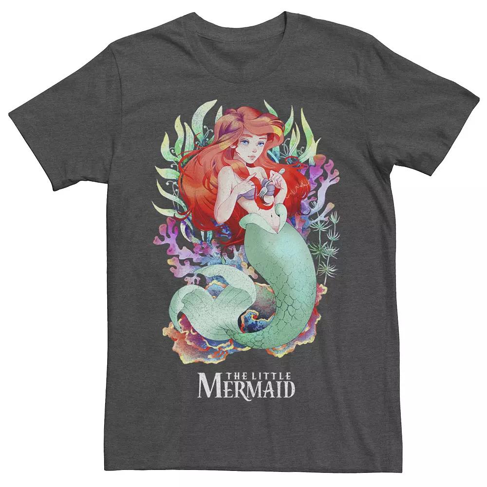 Disney's Little Mermaid Men's Watercolor Anime Style Tee,  Product Image