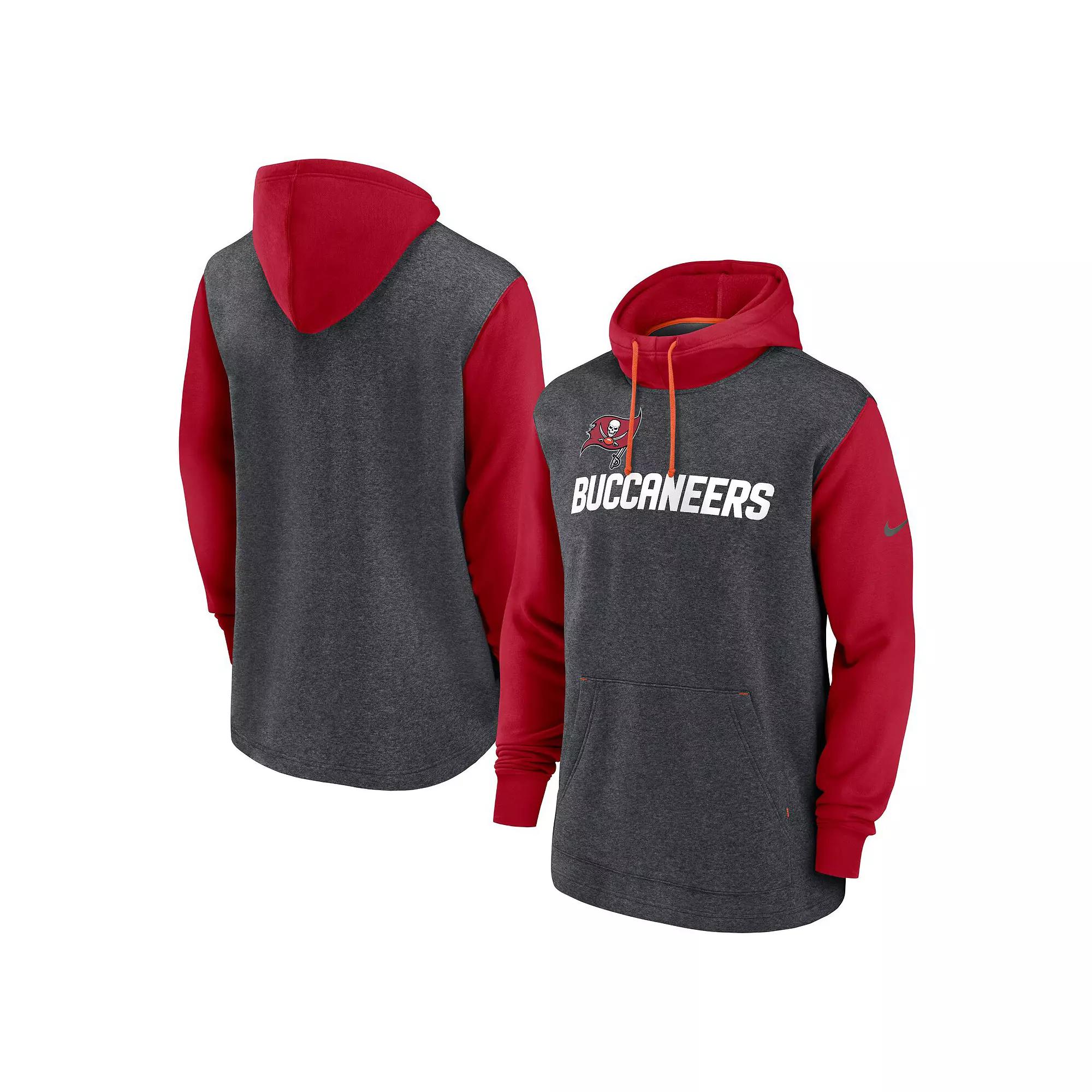 Men's Nike Heathered Charcoal/Red Tampa Bay Buccaneers Surrey Legacy Pullover Hoodie, Size: 3XL Product Image