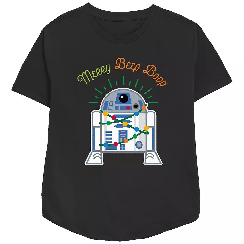 Women's Star Wars R2-D2 Merry Beep Boop Relaxed Fit Graphic Tee,  Product Image