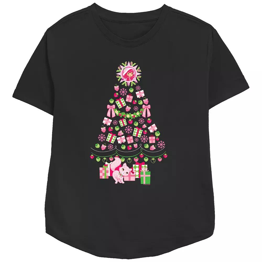 Women's Strawberry Shortcake Berry Christmas Tree Relaxed Fit Graphic Tee,  Product Image