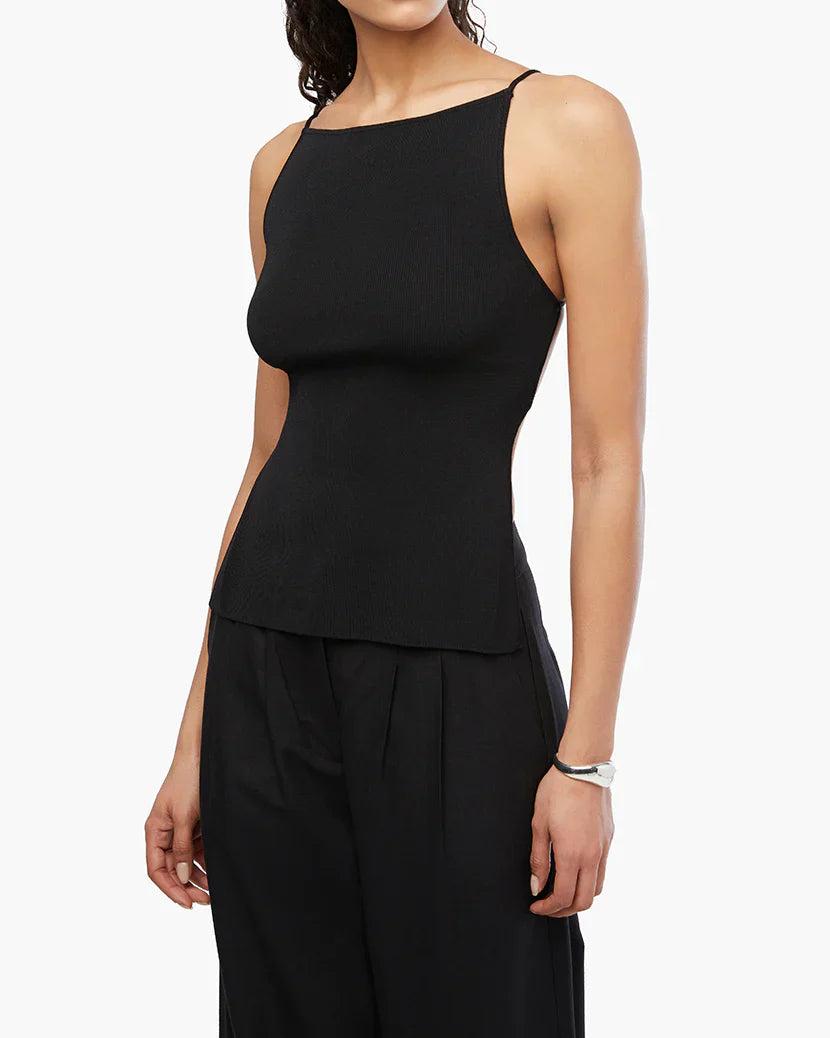 FINAL SALE WeWoreWhat | High Straight Neck Top | Black Product Image