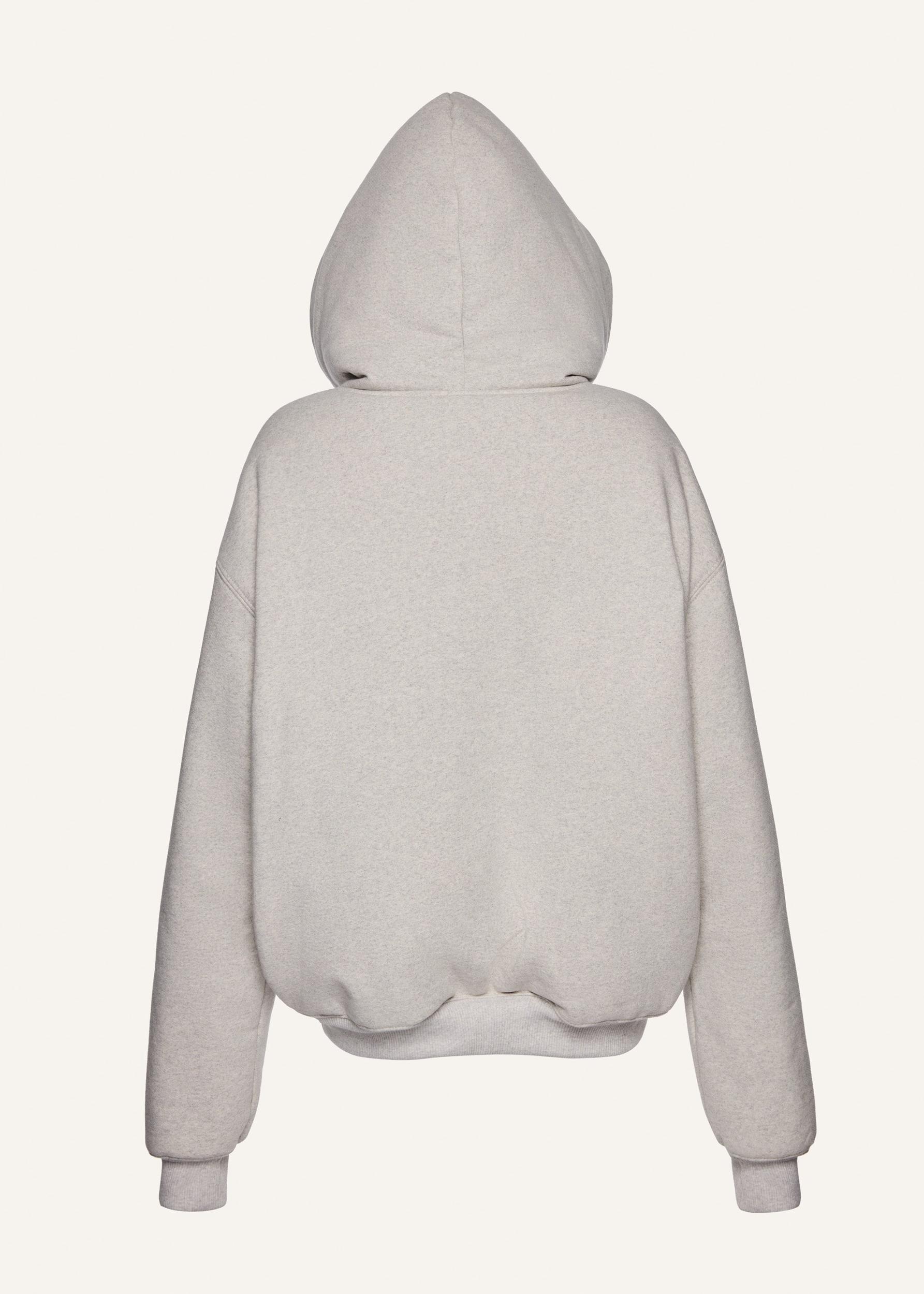 Lace-detail zip up hoodie in grey Product Image