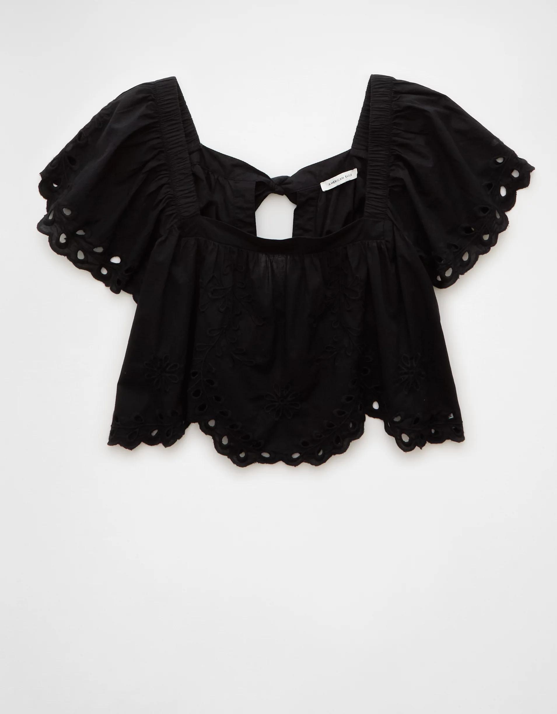 AE Tie Back Eyelet Crop Top Product Image