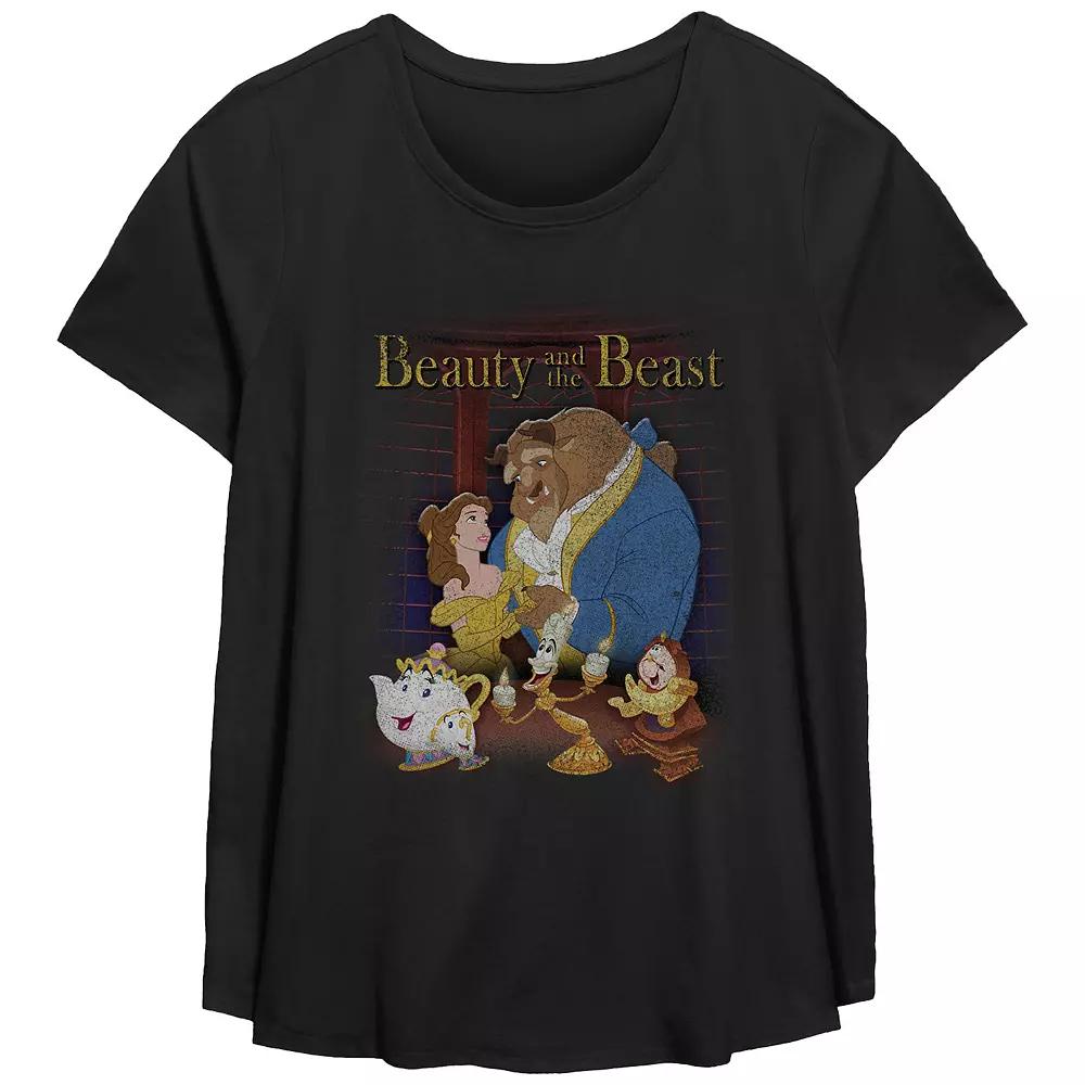 Disney's Beauty And The Beast Dance Poster Plus Graphic Tee, Women's, Size: 5XL, Black Product Image
