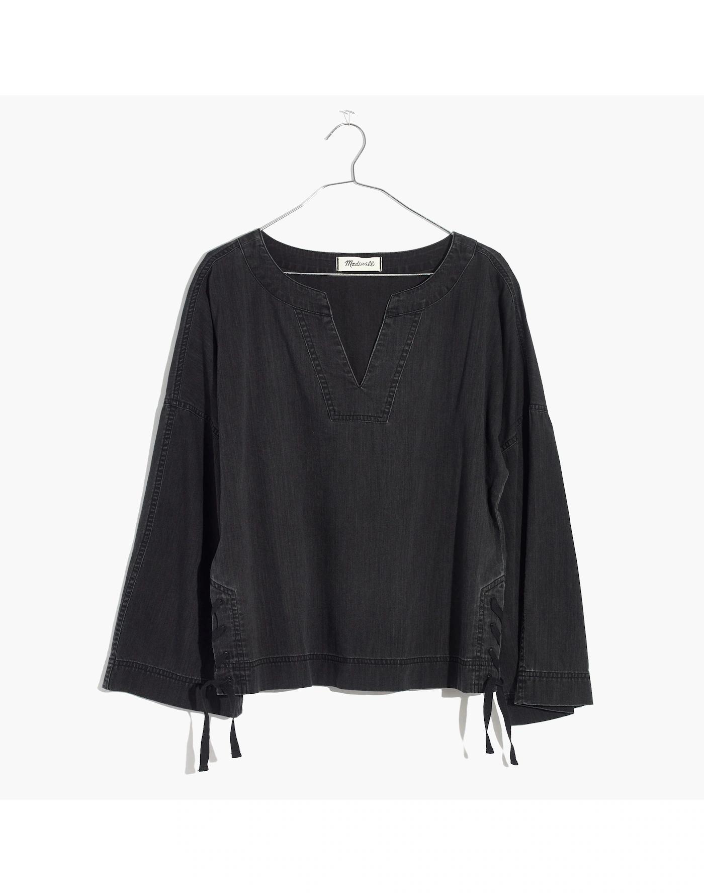 Denim Side-Lace Top in Sloan Black Product Image