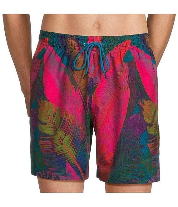 Caribbean Neon Fronds 6#double; Swim Trunks Product Image
