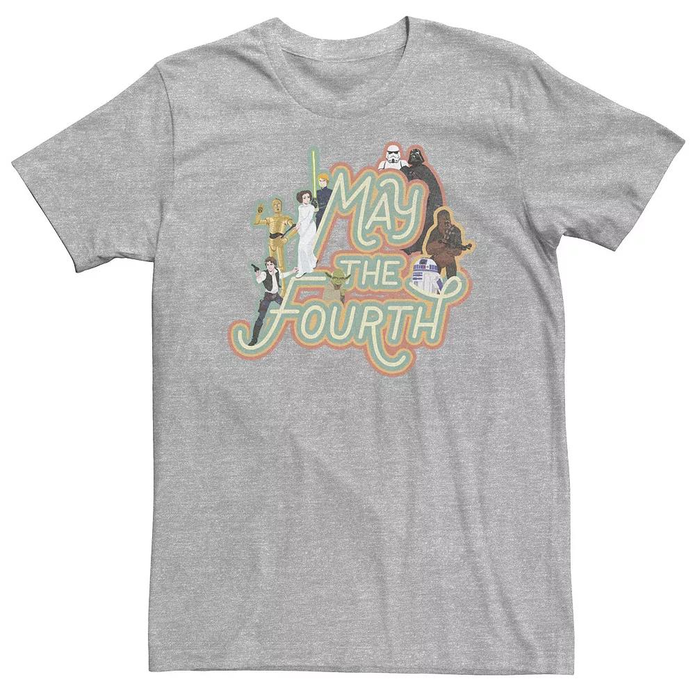 Big & Tall Star Wars May The Fourth Be With You Sticker Portrait Tee, Men's, Size: 3XL Tall, Athletic Grey Product Image