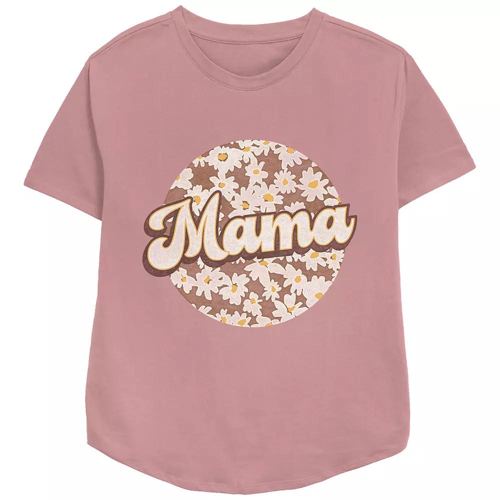 Women's Mama Flower Print Relaxed Fit Graphic Tee,  Product Image