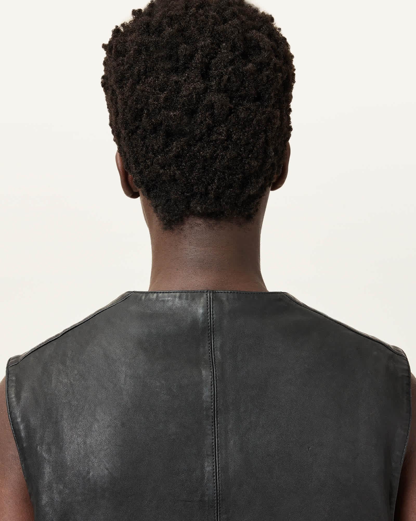 Davies Leather Vest Black | ALLSAINTS US Product Image