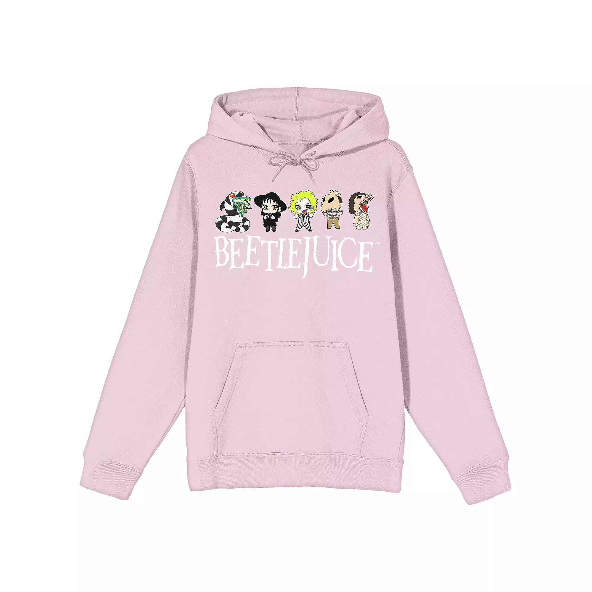 Men's Beetlejuice Chibi Line Up Hoodie, Size: Small, Pink Product Image