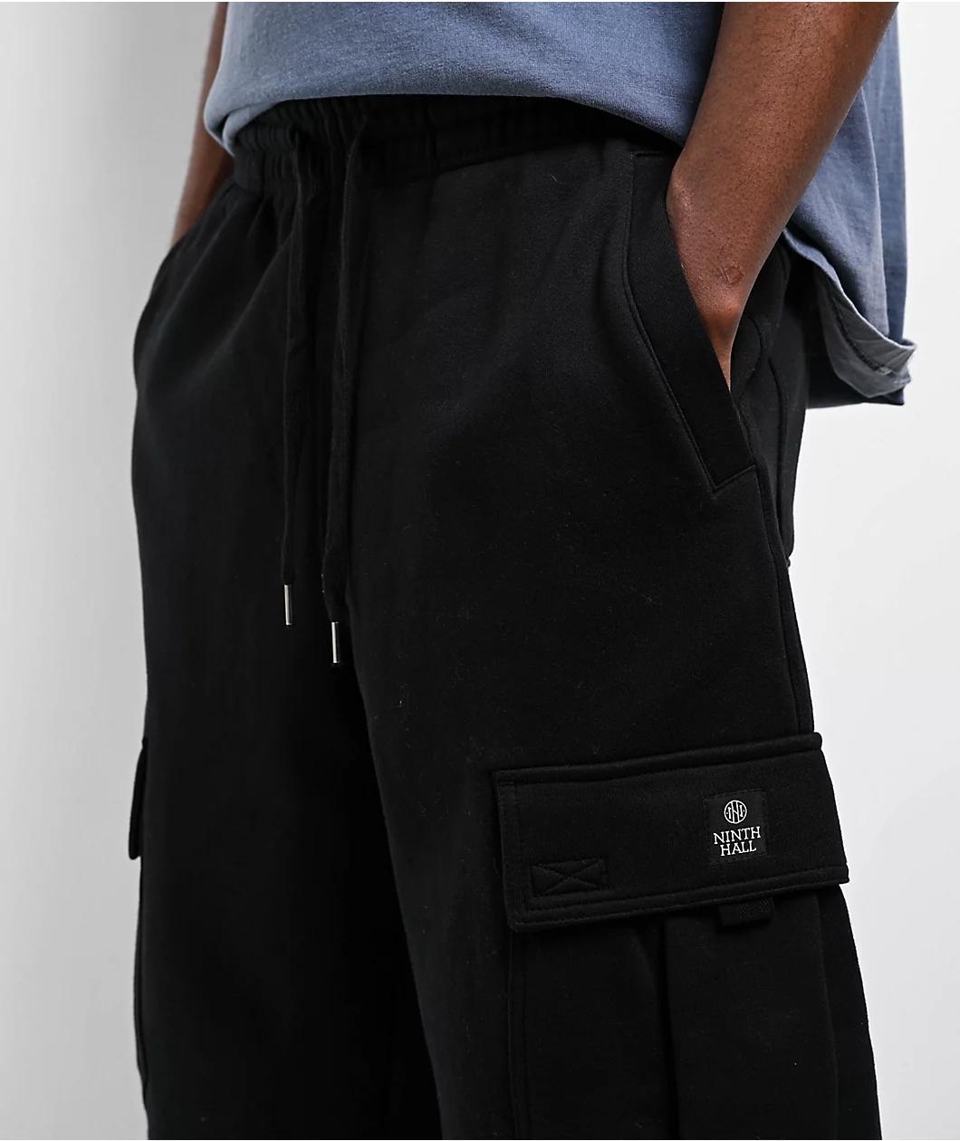 Ninth Hall Fast Lane Black Baggy Cargo Sweatpants Product Image