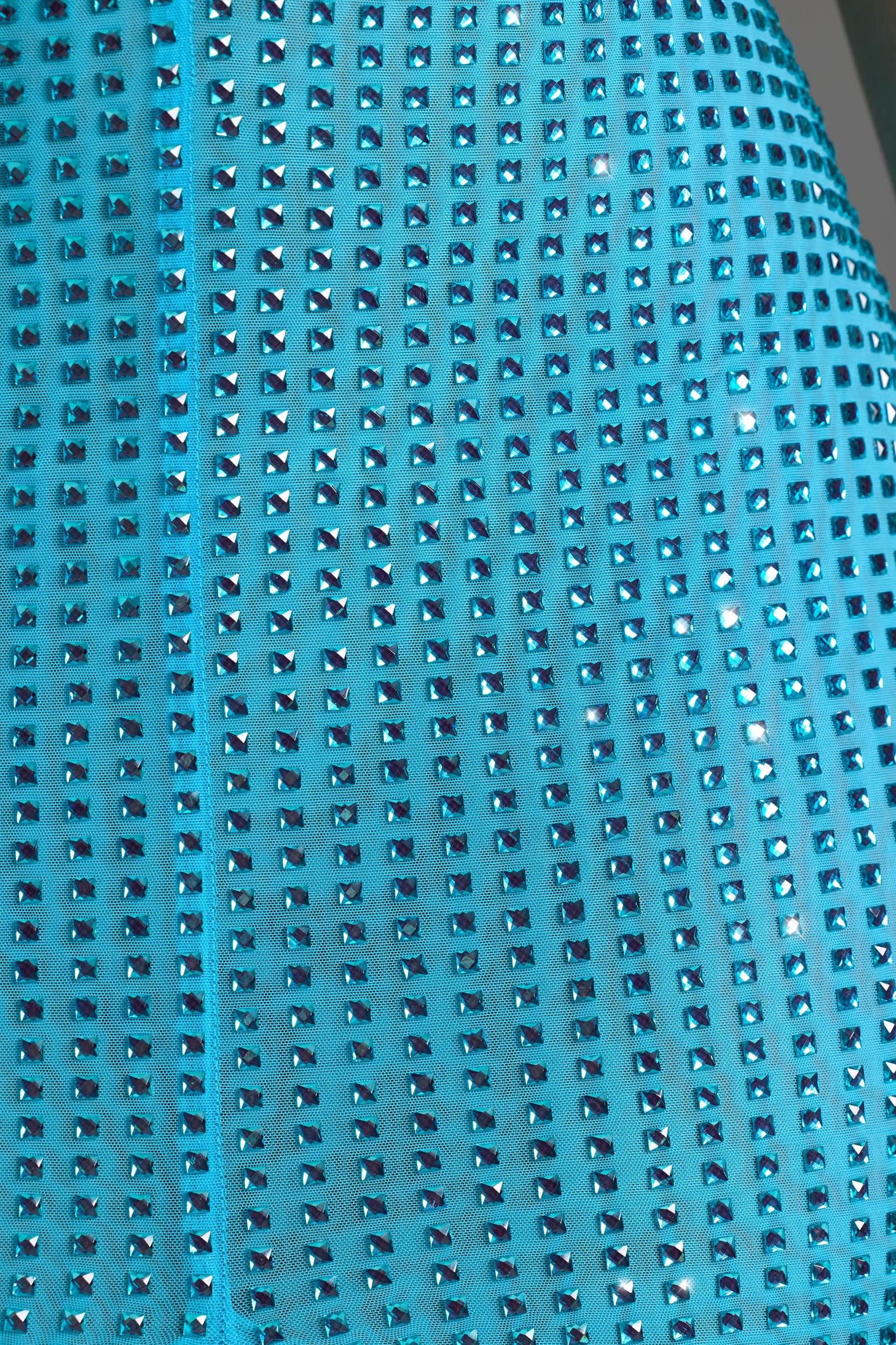 Embellished Cut-Out Halterneck Maxi Dress in Aqua Blue Product Image