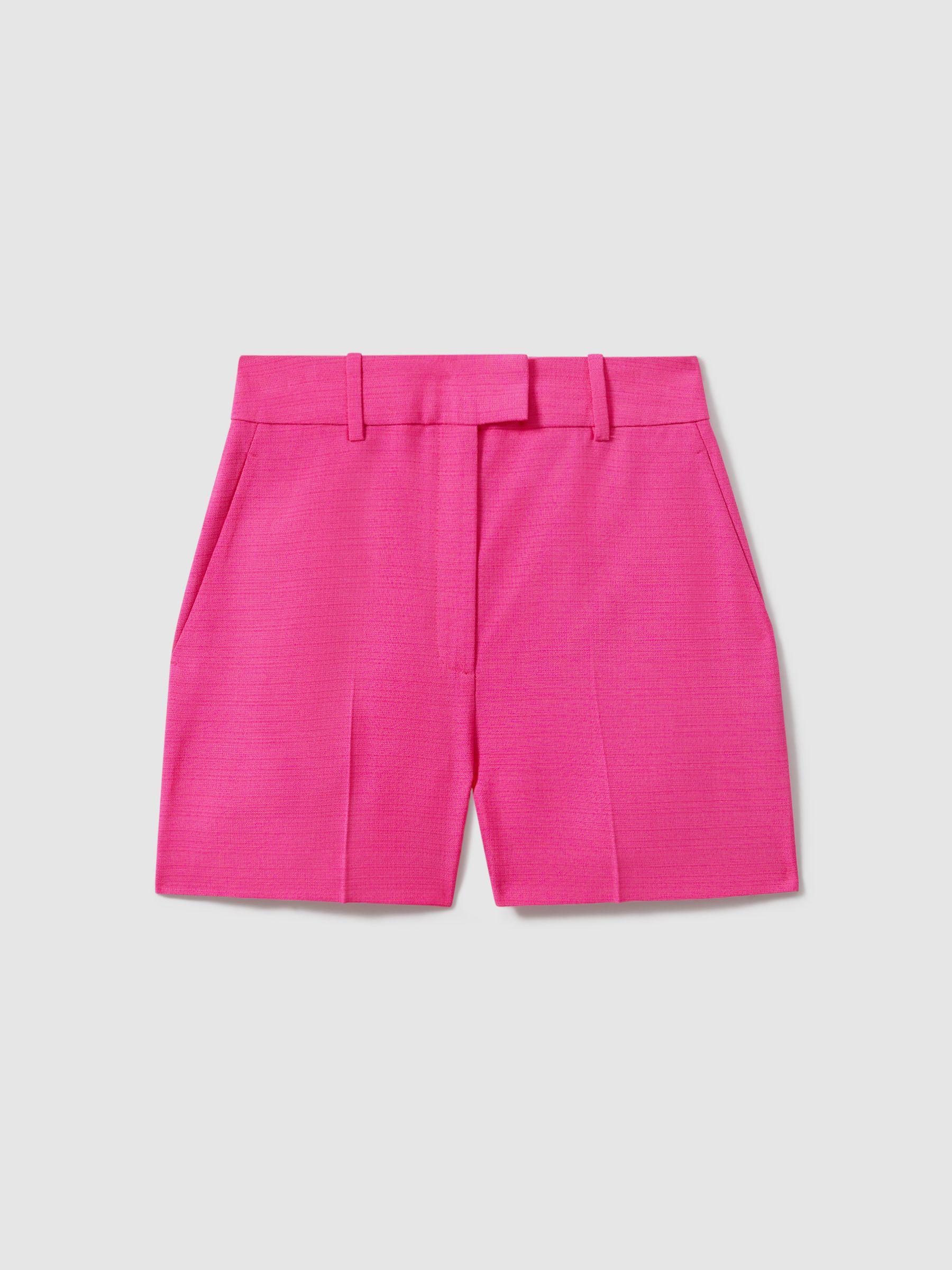 Tailored Textured Suit Shorts in Pink Product Image