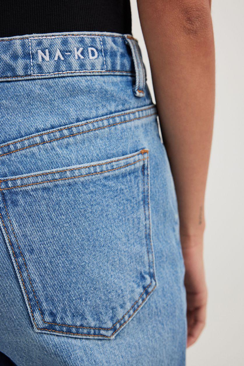 Straight Mid Waist Jeans Black Product Image