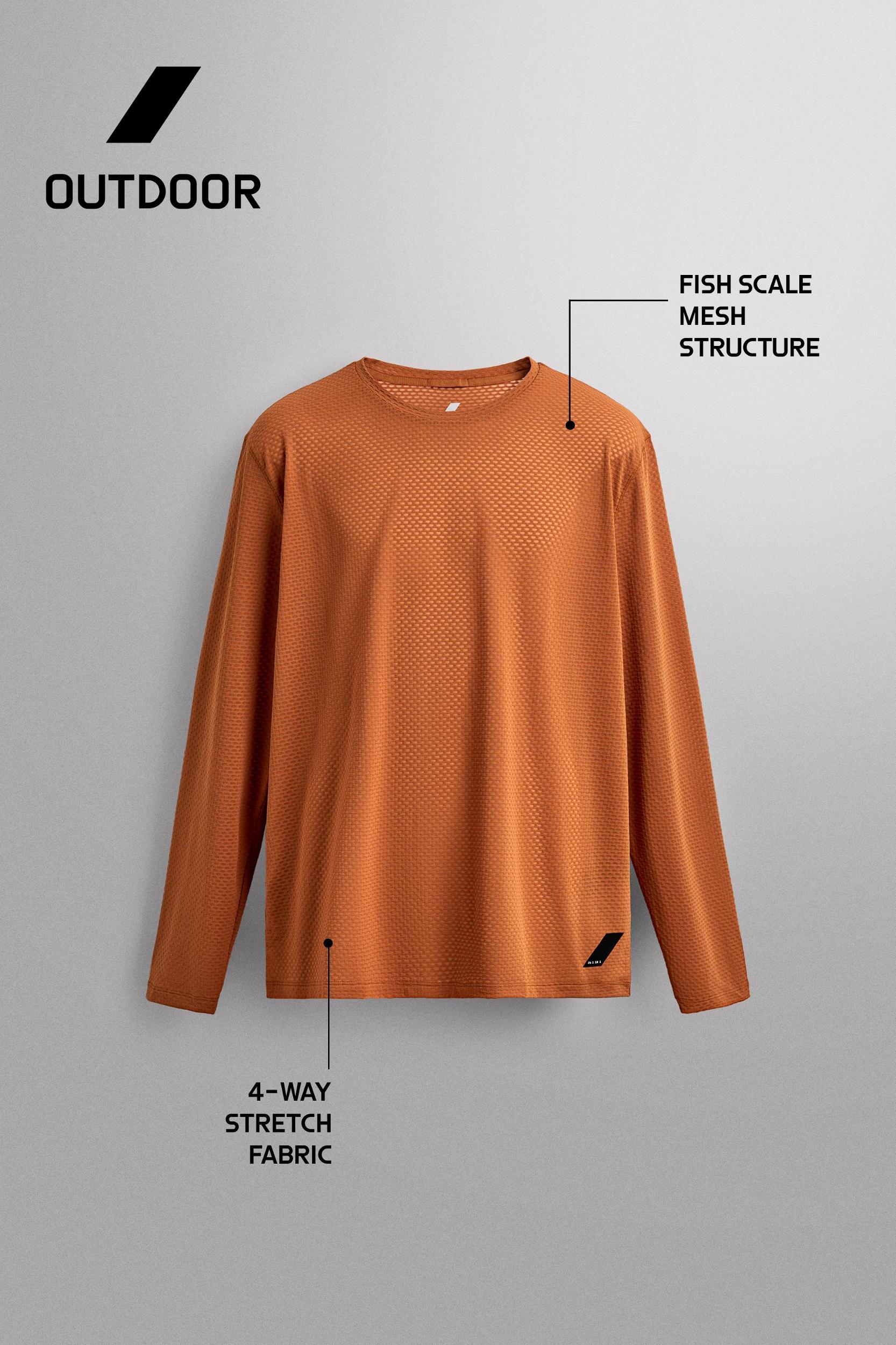 LONG SLEEVE GRAVEL TECHNICAL TEXTURED WEAVE T-SHIRT Product Image