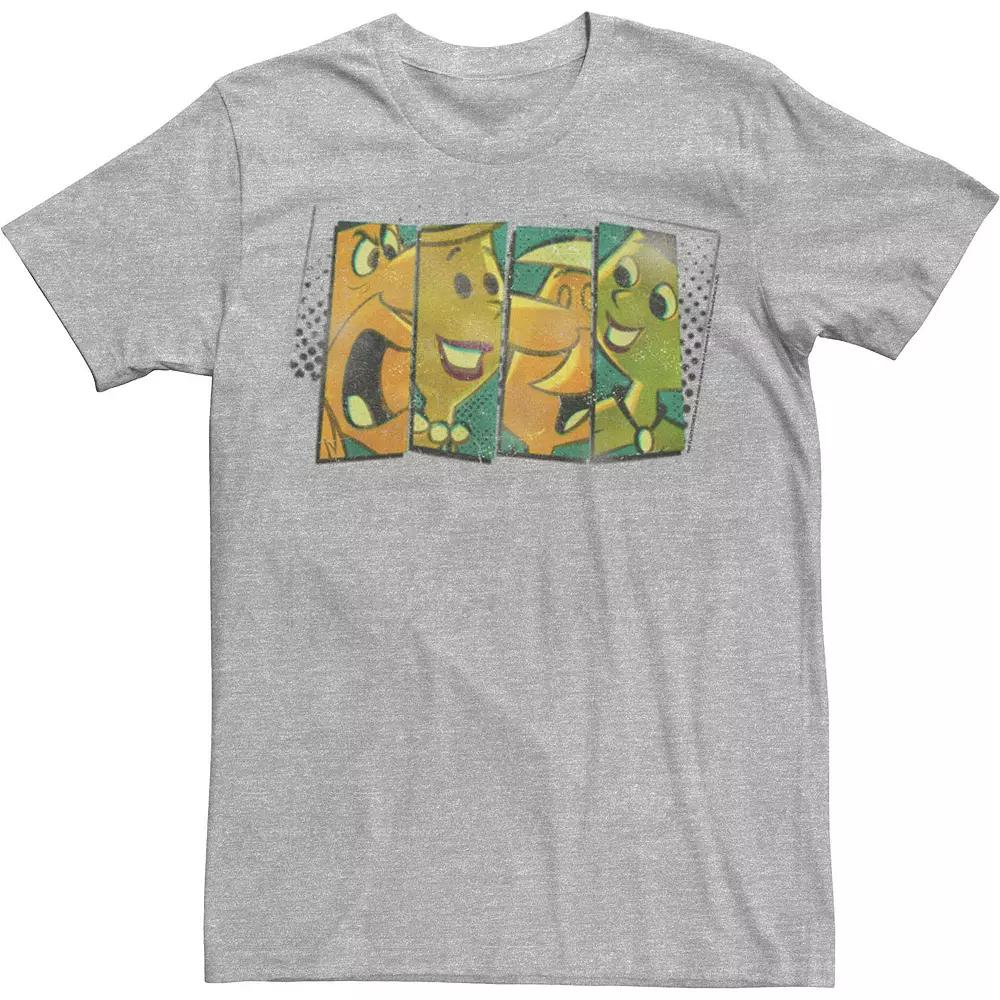Mens The Flintstones Vintage Character Panels Tee Athletic Grey Product Image