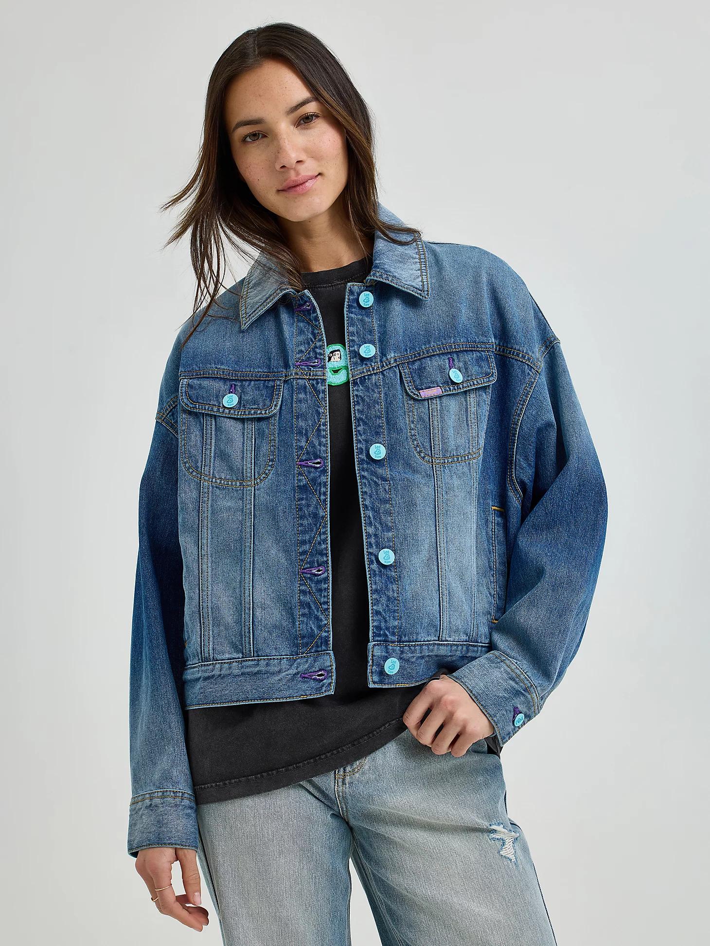 Women's Lee® x Ruohan Wang Relaxed Floral Denim Rider™ Jacket | Women's Jackets & Outerwear | Lee® Product Image