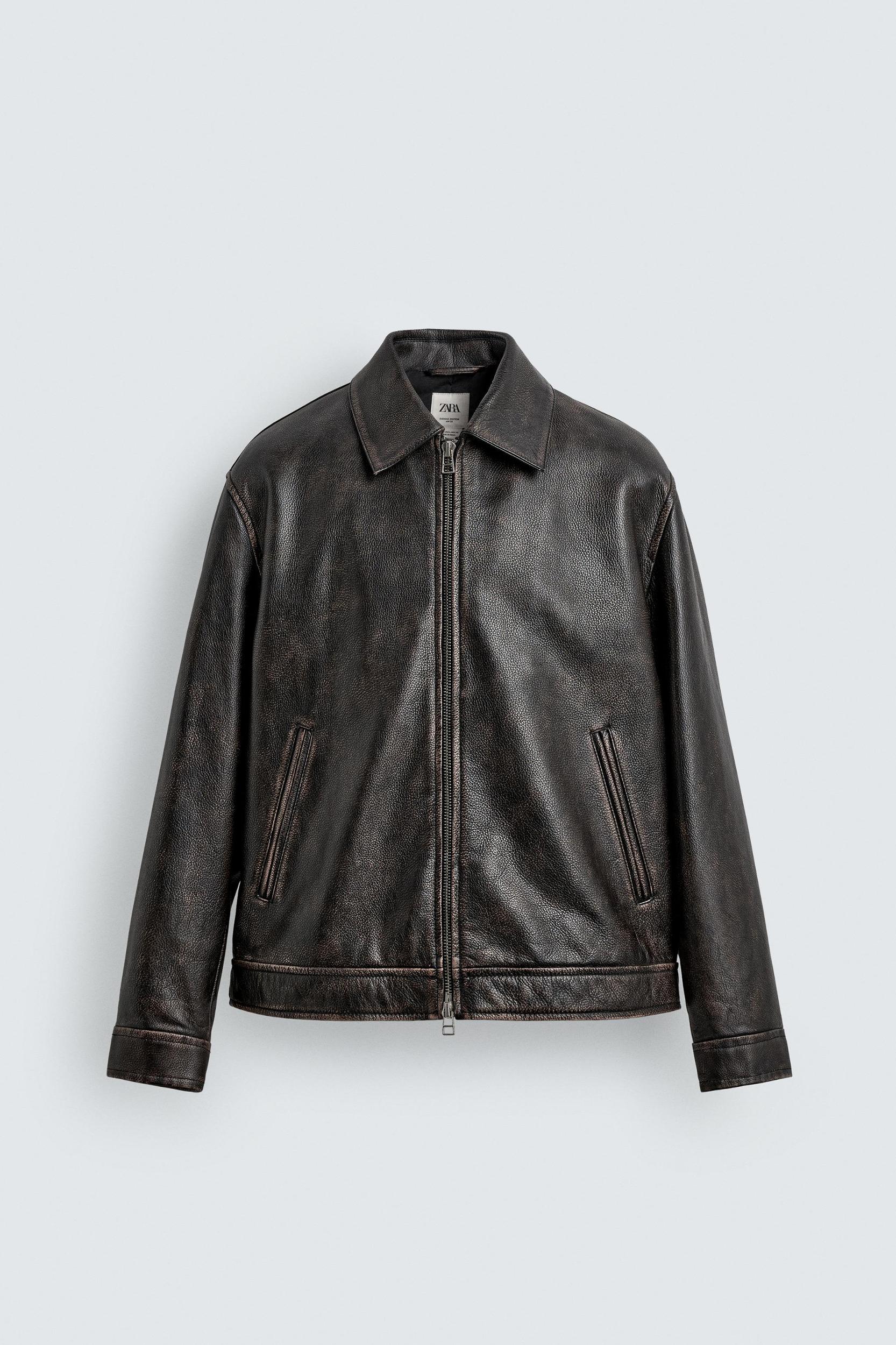 VINTAGE EFFECT WASHED LEATHER JACKET LIMITED EDITION Product Image
