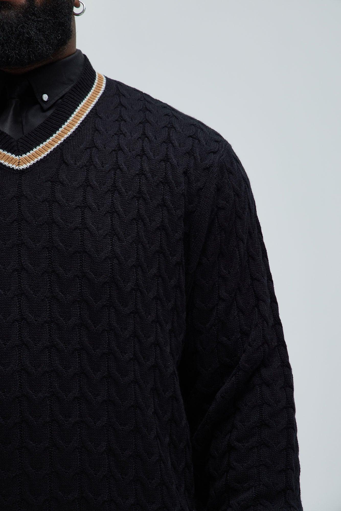 Back Again Cable Knit Sweater - Black/combo Product Image