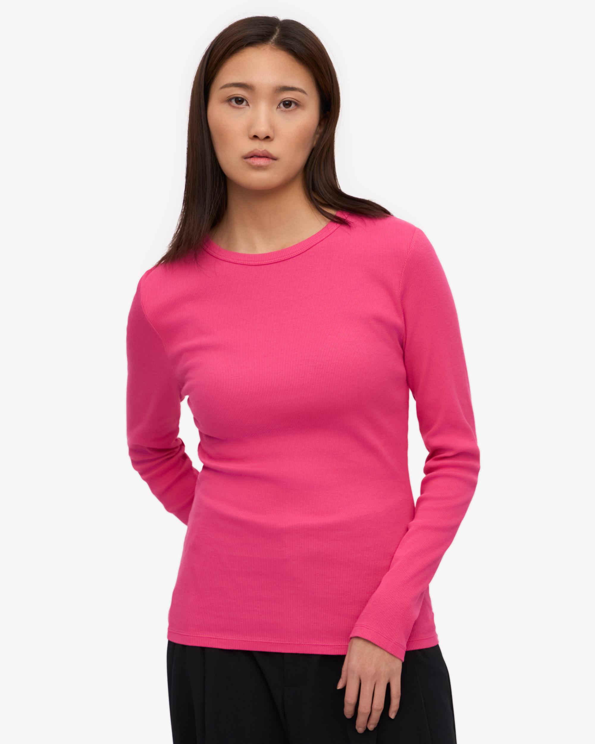 Women Organic Rib LS T-Shirt - Bubblegum Pink Product Image