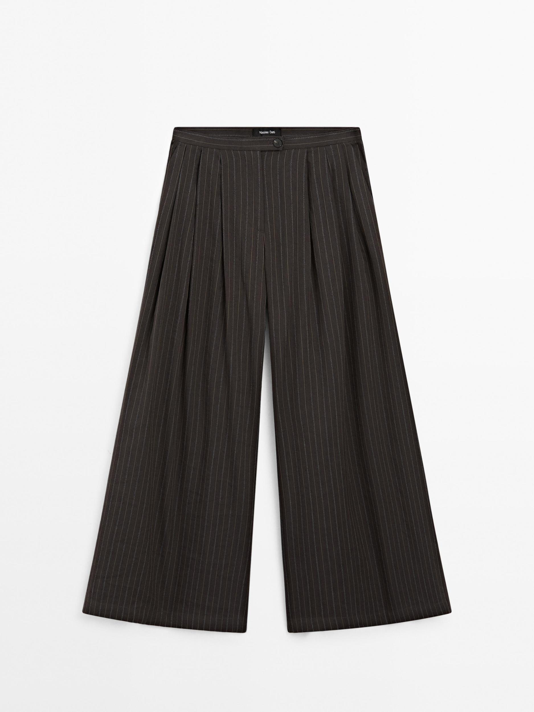 Wide-leg trousers with triple dart detail Product Image