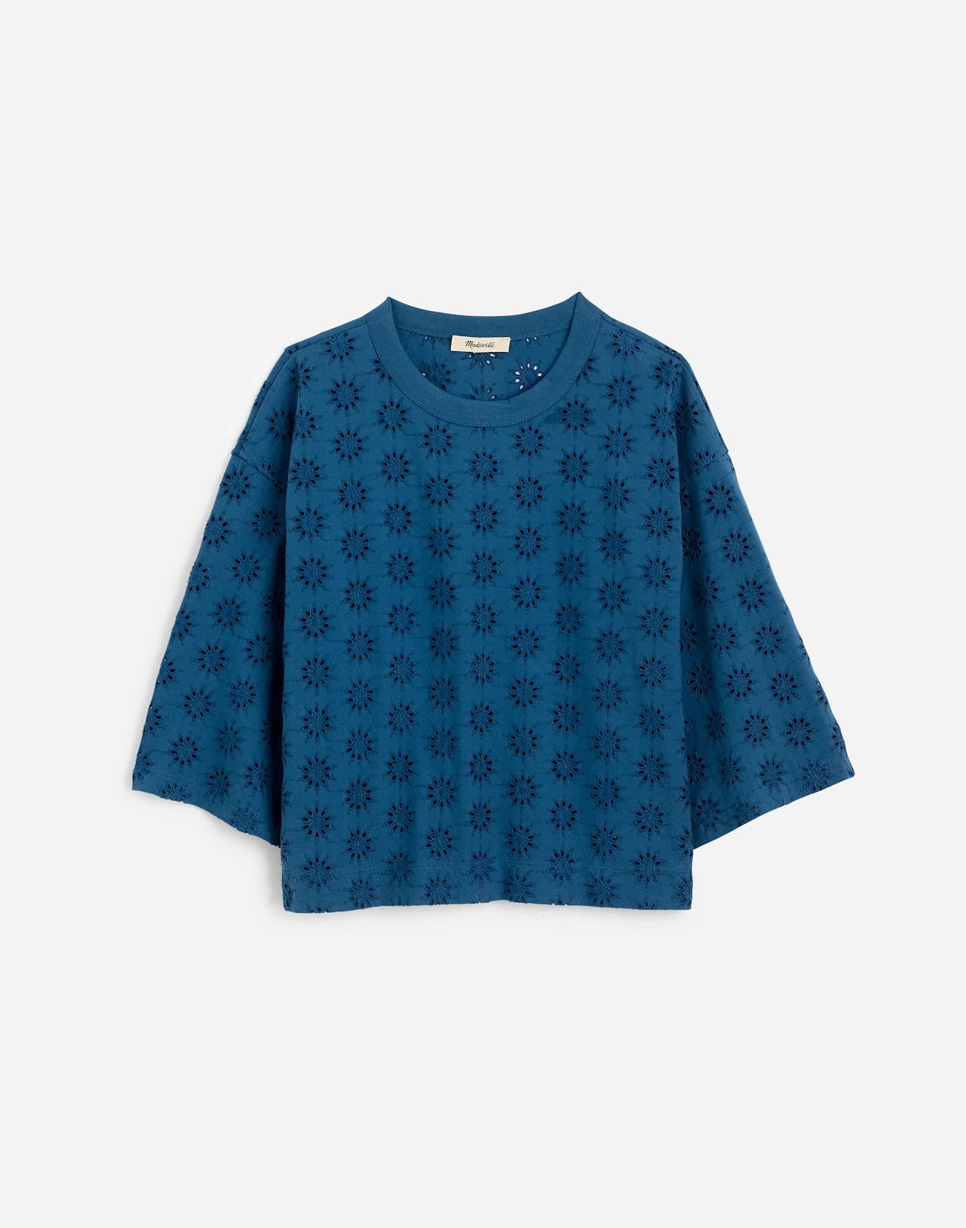 Embroidered Wide-Sleeve Boxy Tee Product Image