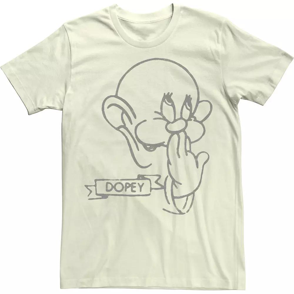 Disney's Snow White Dopey Line Art Big Face Men's Tee,  Product Image