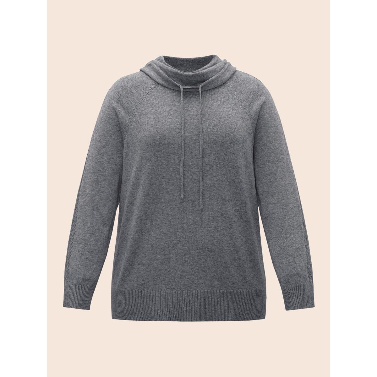 Plus Size Supersoft Essentials Turtleneck Raglan Sleeve Pullover DarkGray Women Casual Long Sleeve Turtleneck Everyday Pullovers BloomChic 12/L Product Image