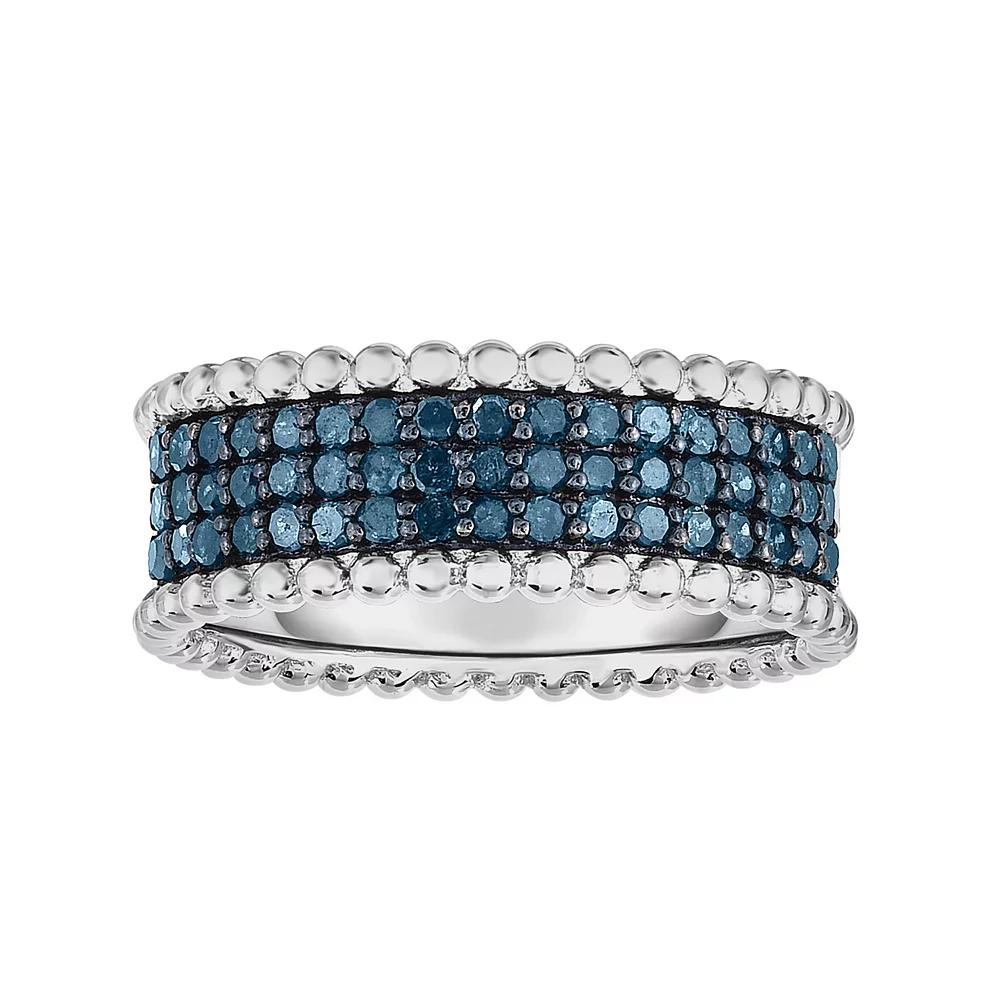 Sterling Silver 1/2 Carat T.W. Blue Diamond Ring, Women's, Size: 7 Product Image
