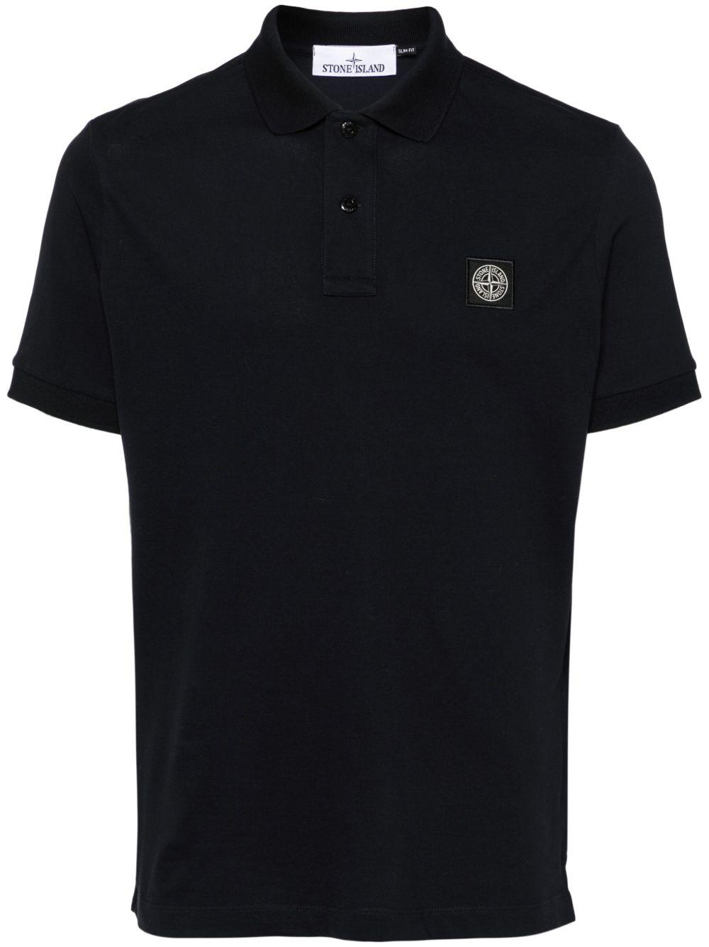 STONE ISLAND Mens Black Brand-patch Regular-fit Stretch-cotton Polo Shirt Xl Product Image