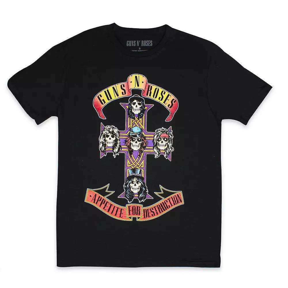 Men's Guns 'N Roses Appetite For Destruction Cross Cover Crewneck Graphic Tee, Size: Small, Black Product Image
