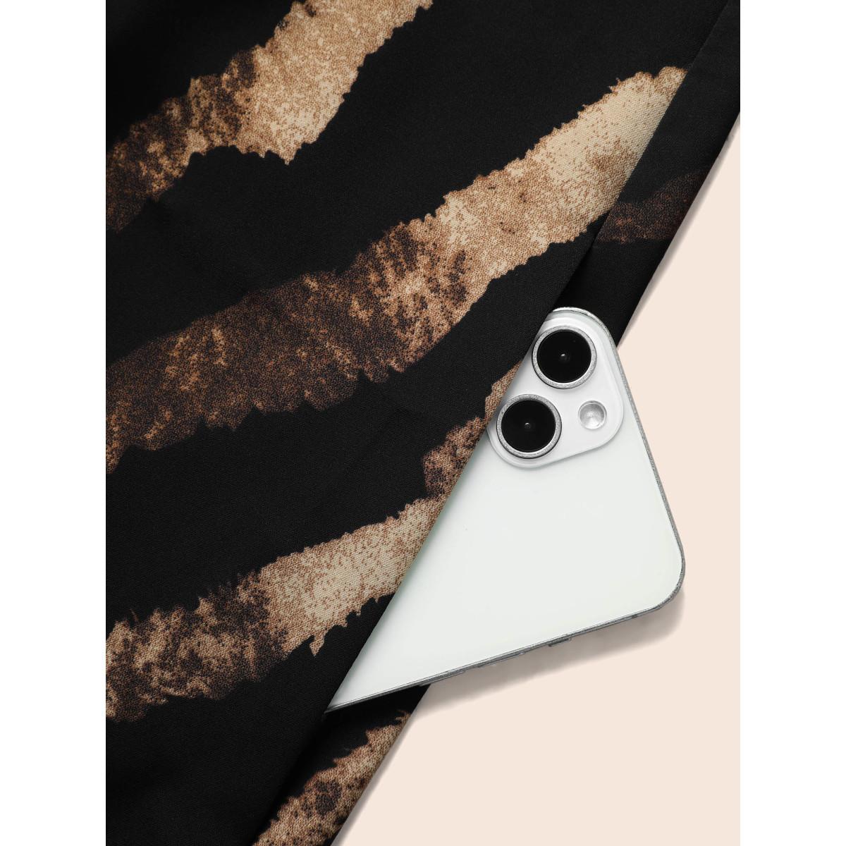 Plus Size V Neck Striped Split Hem Midi Dress Black Women Elegant Slit V-neck Sleeveless Curvy BloomChic 12/L Product Image