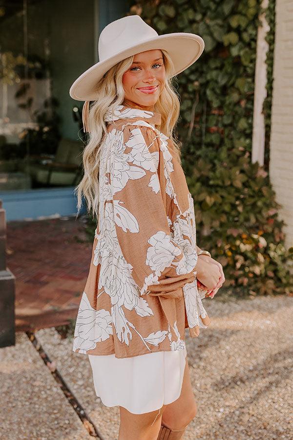 Always In Style Floral Top in Camel Product Image