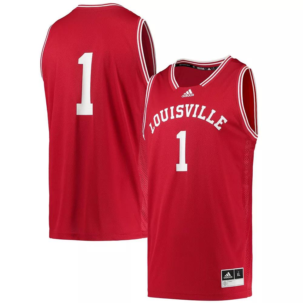 Men's adidas #1 Red Louisville Cardinals Reverse Retro Jersey,  Product Image