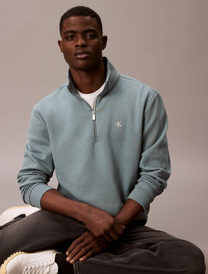 Calvin Klein Mens Archive Logo Fleece Quarter Zip Sweatshirt - Grey Product Image