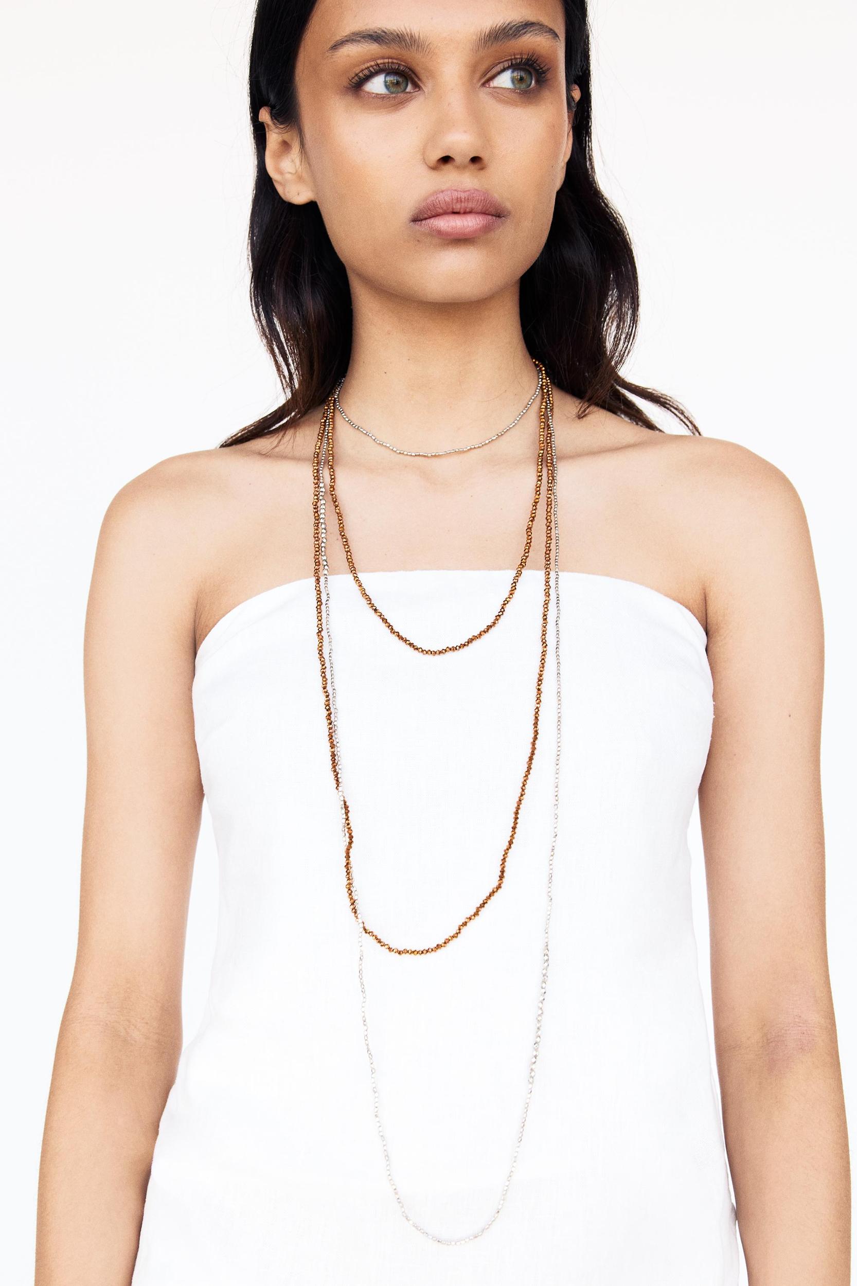 Double-strand necklace with beads Product Image