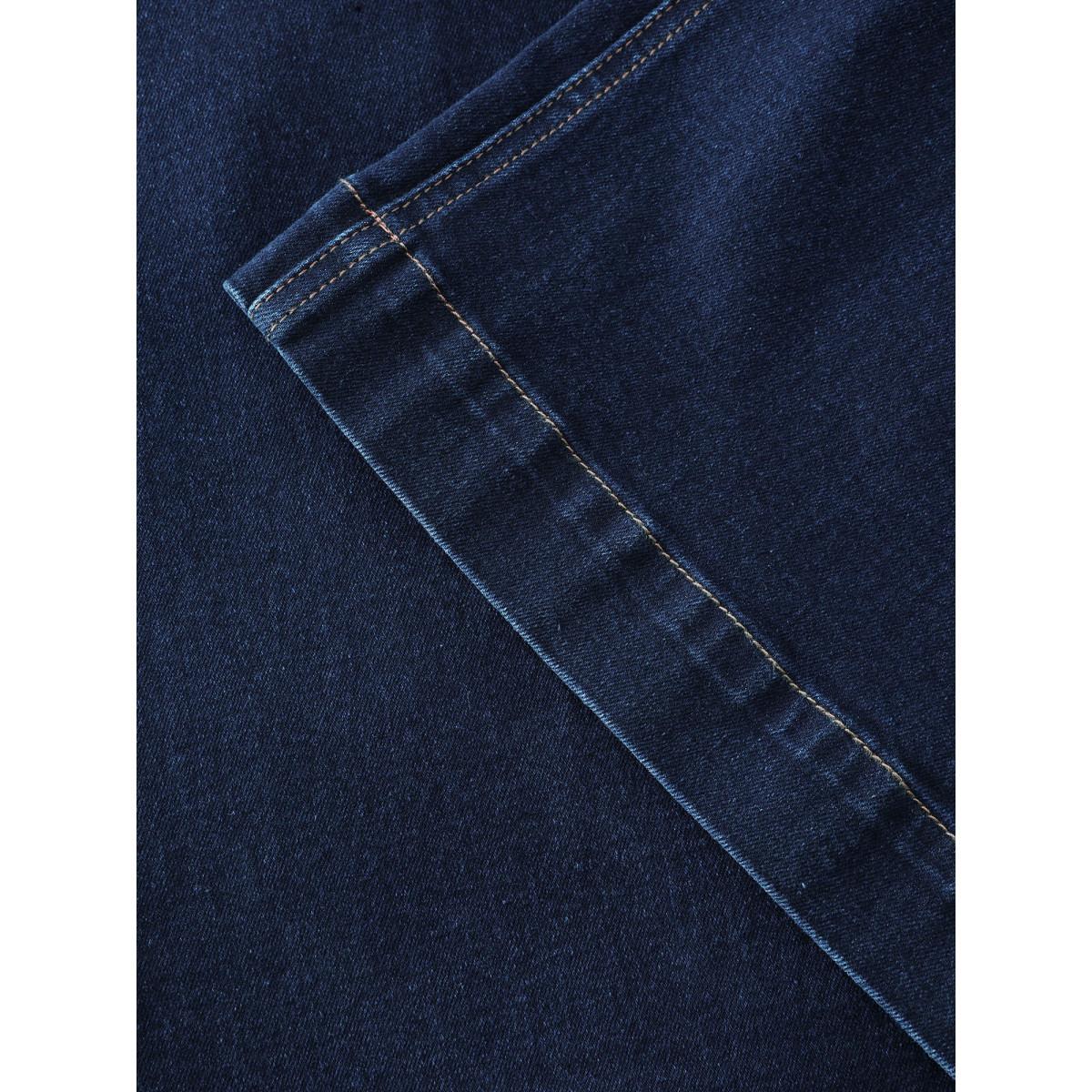 Plus Size Stretchy Wide-Leg Pocket Jeans Women Denimindigo Leisure Patchwork Medium stretch Single-flap pocket Jeans BloomChic 16/1X Product Image