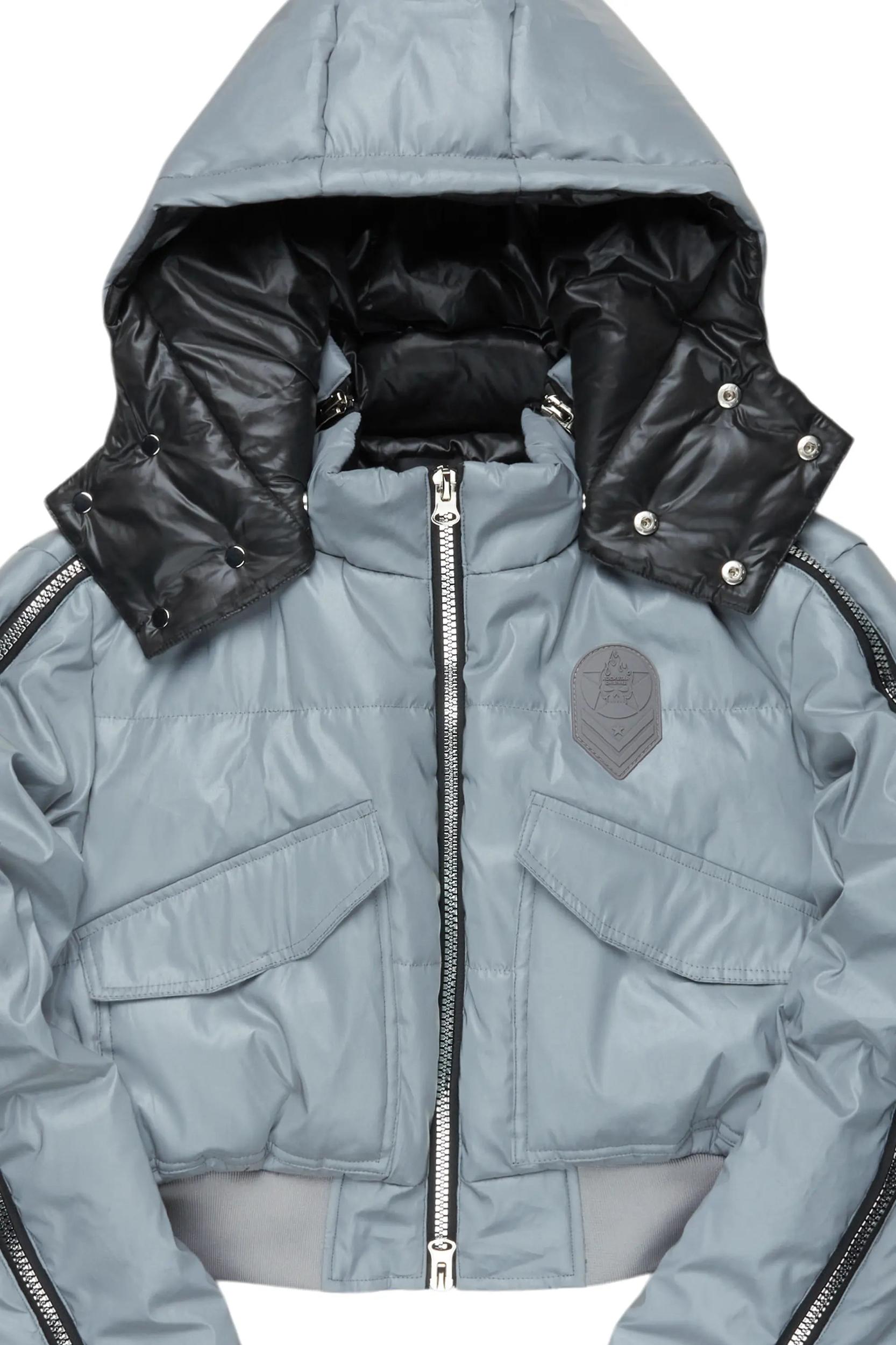 Kamryn Silver Reflective Crop Puffer Jacket Female Product Image