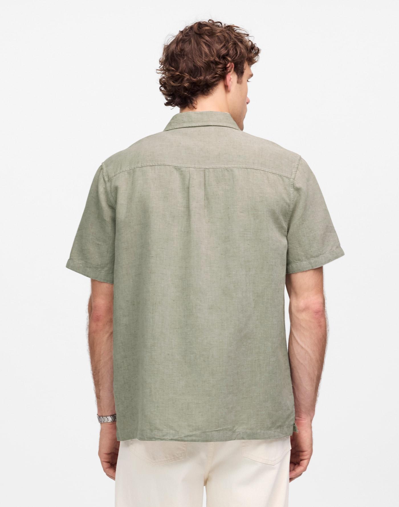 Button-Up Short-Sleeve Shirt in Cotton-Linen Blend Product Image