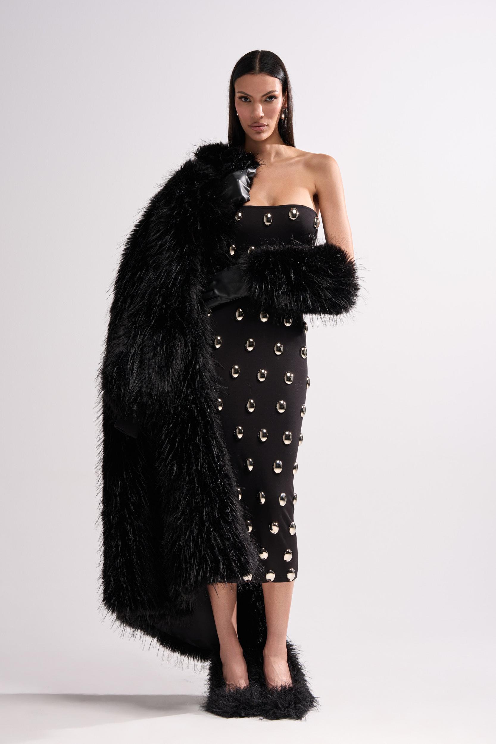 TSUNAMI FAUX FUR COAT IN BLACK Product Image