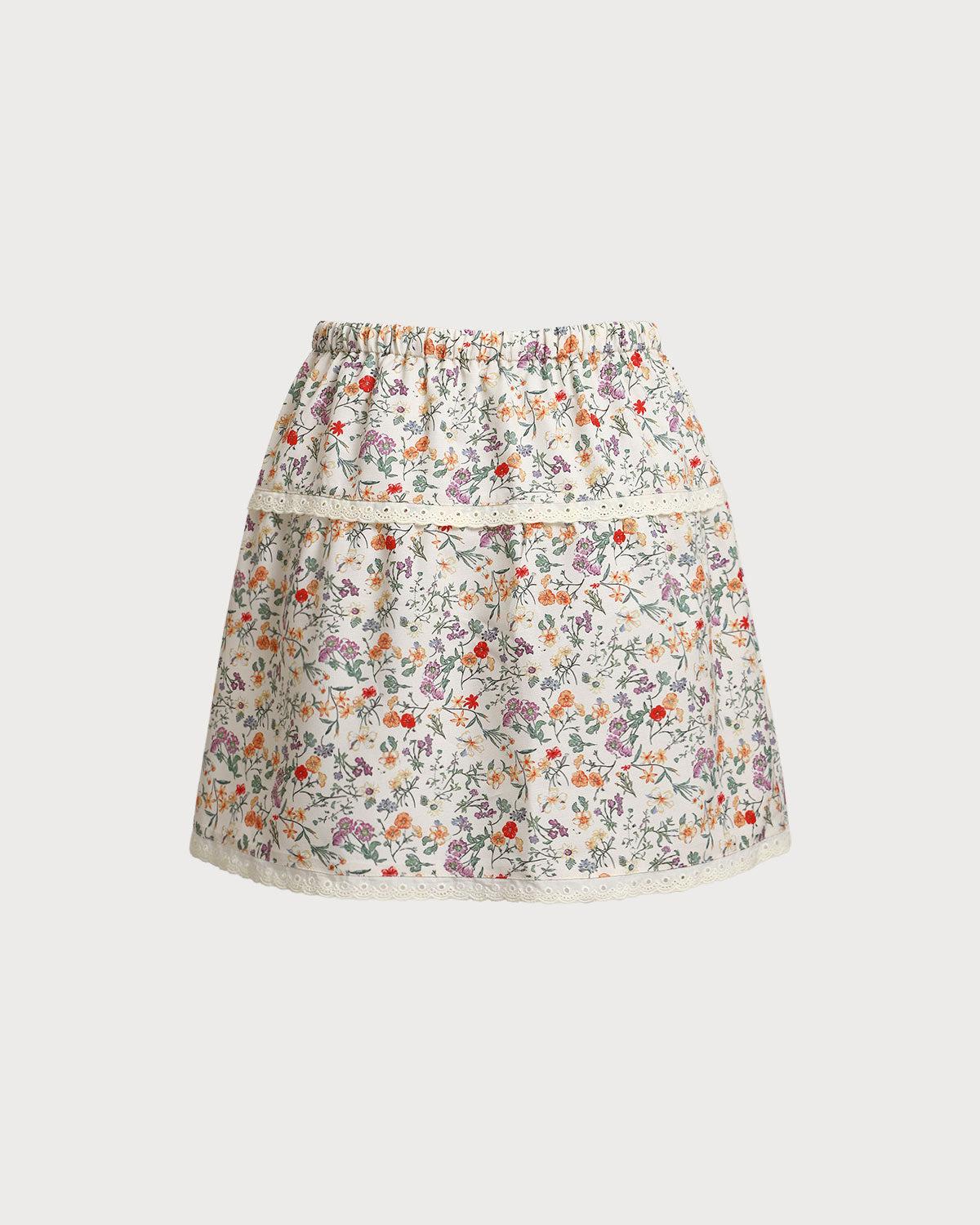 Floral Elastic Waist Ruched Mini Skirt Product Image