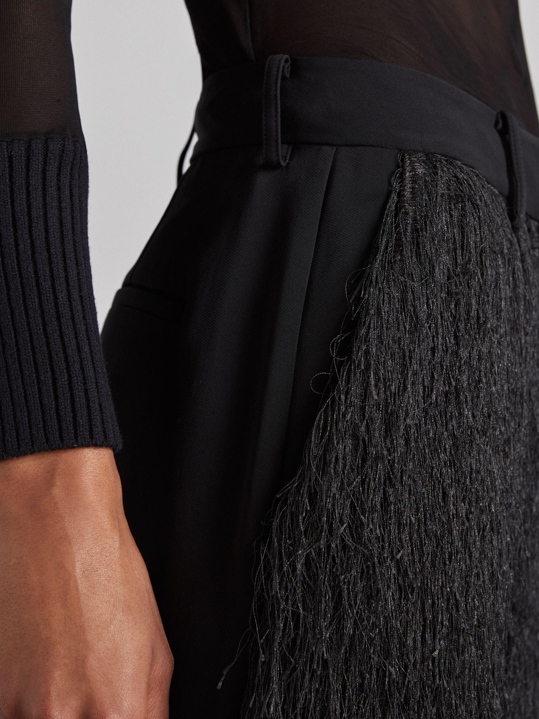 Atelier Fringed Crepe Trousers in Black Product Image