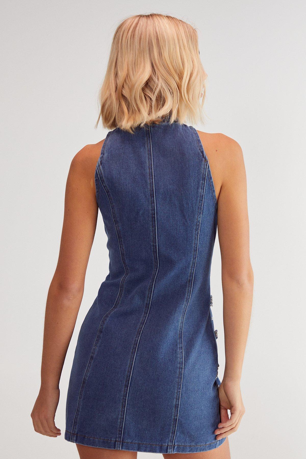 Embellished Flower Applique Mini Dress Product Image