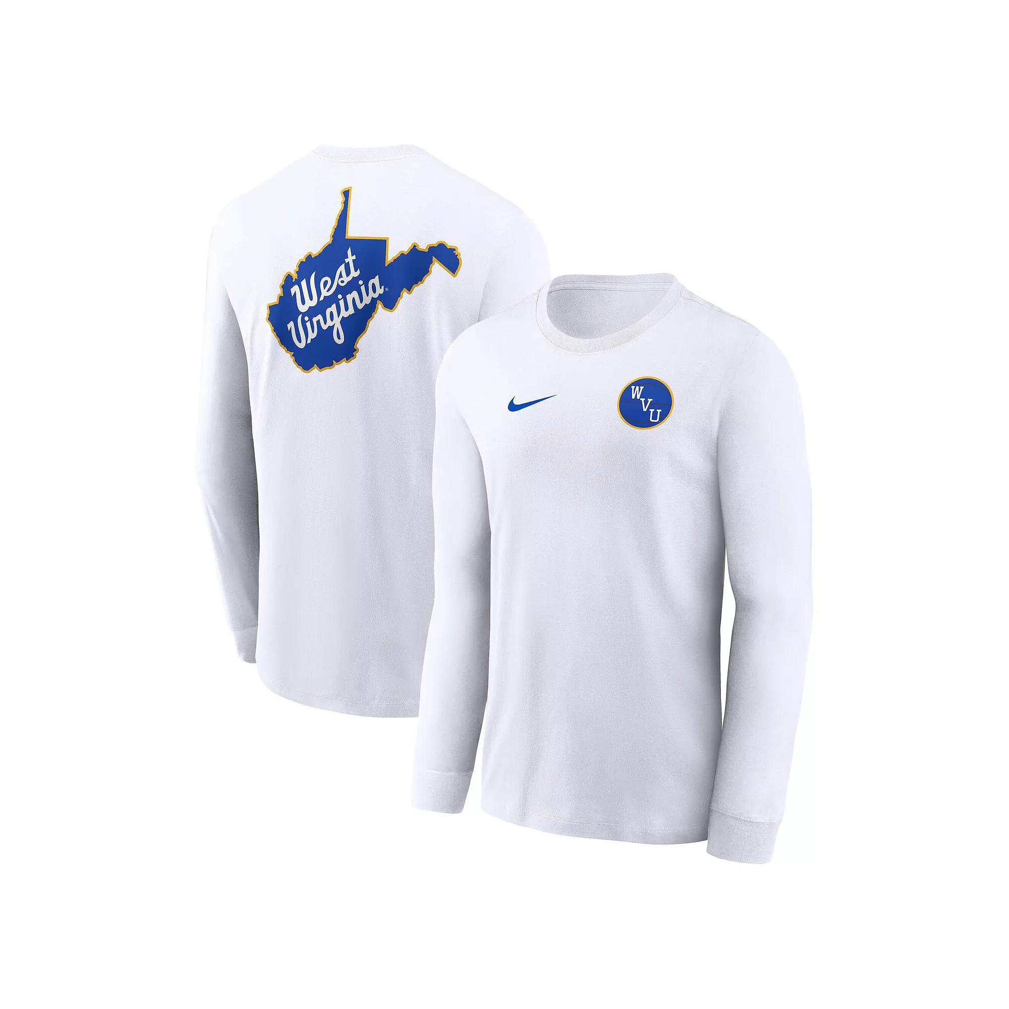 Men's Nike Jerry West White West Virginia Mountaineers Warm Up Long Sleeve T-Shirt, Size: Medium Product Image