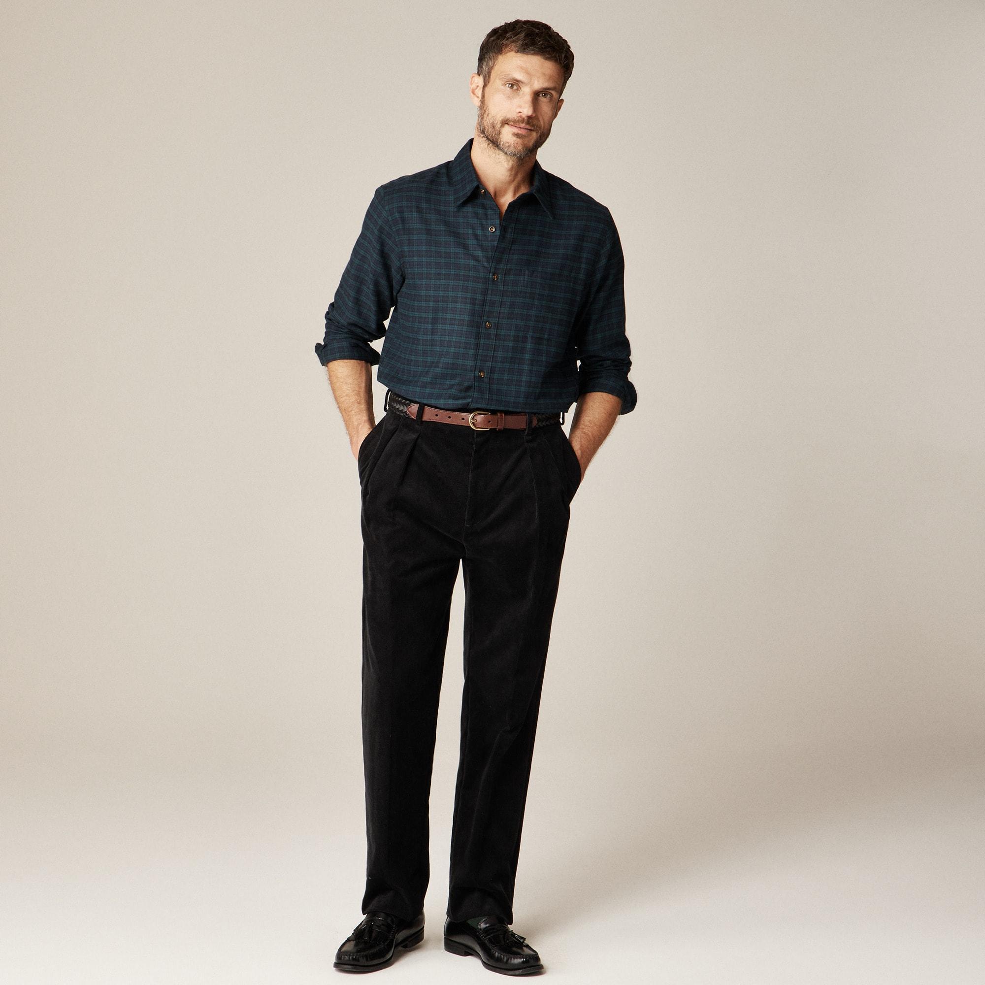 Relaxed-fit double-pleated trouser in Italian corduroy Product Image