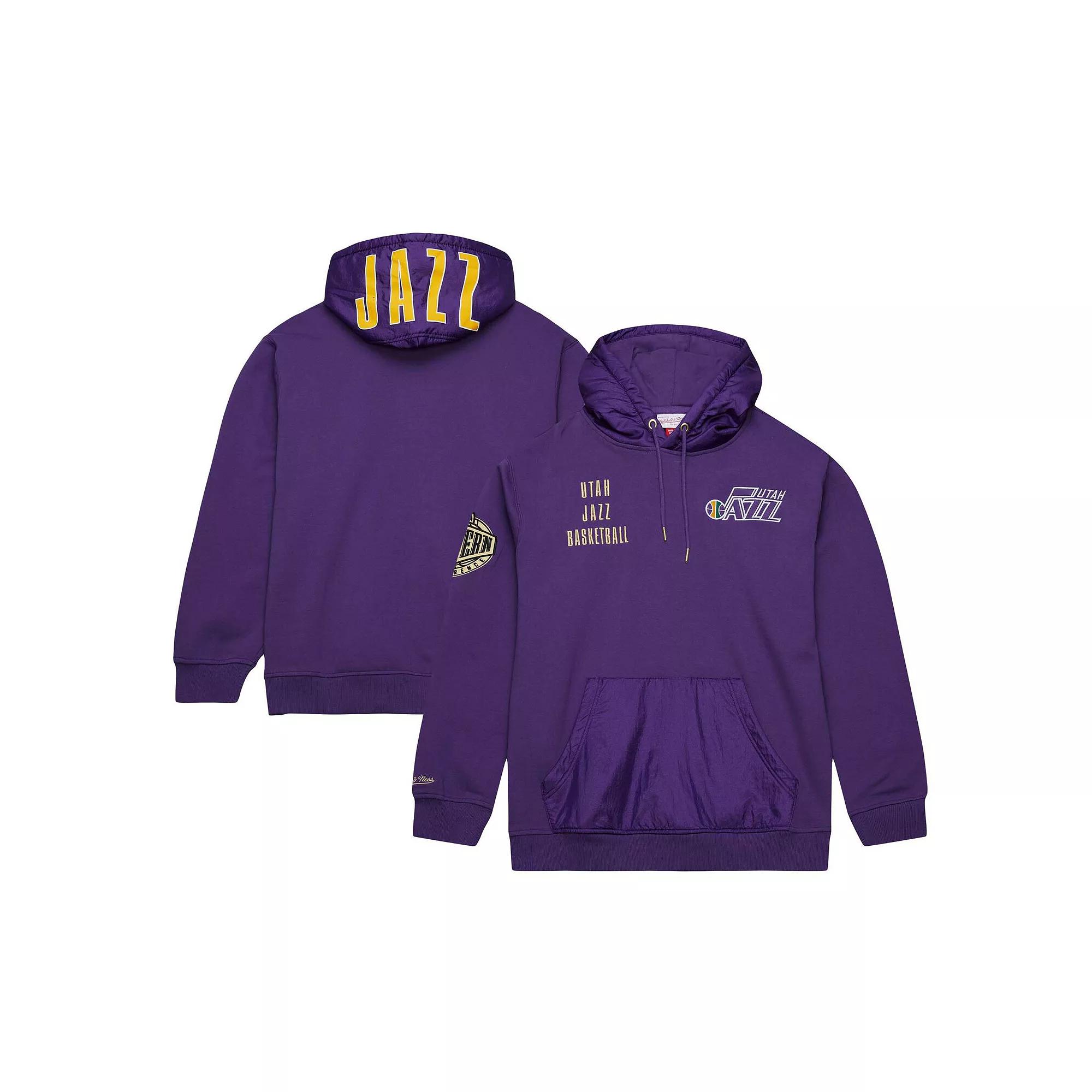 Men's Mitchell & Ness Purple Utah Jazz Team OG 2.0 Vintage Logo Fleece Pullover Hoodie,  Product Image