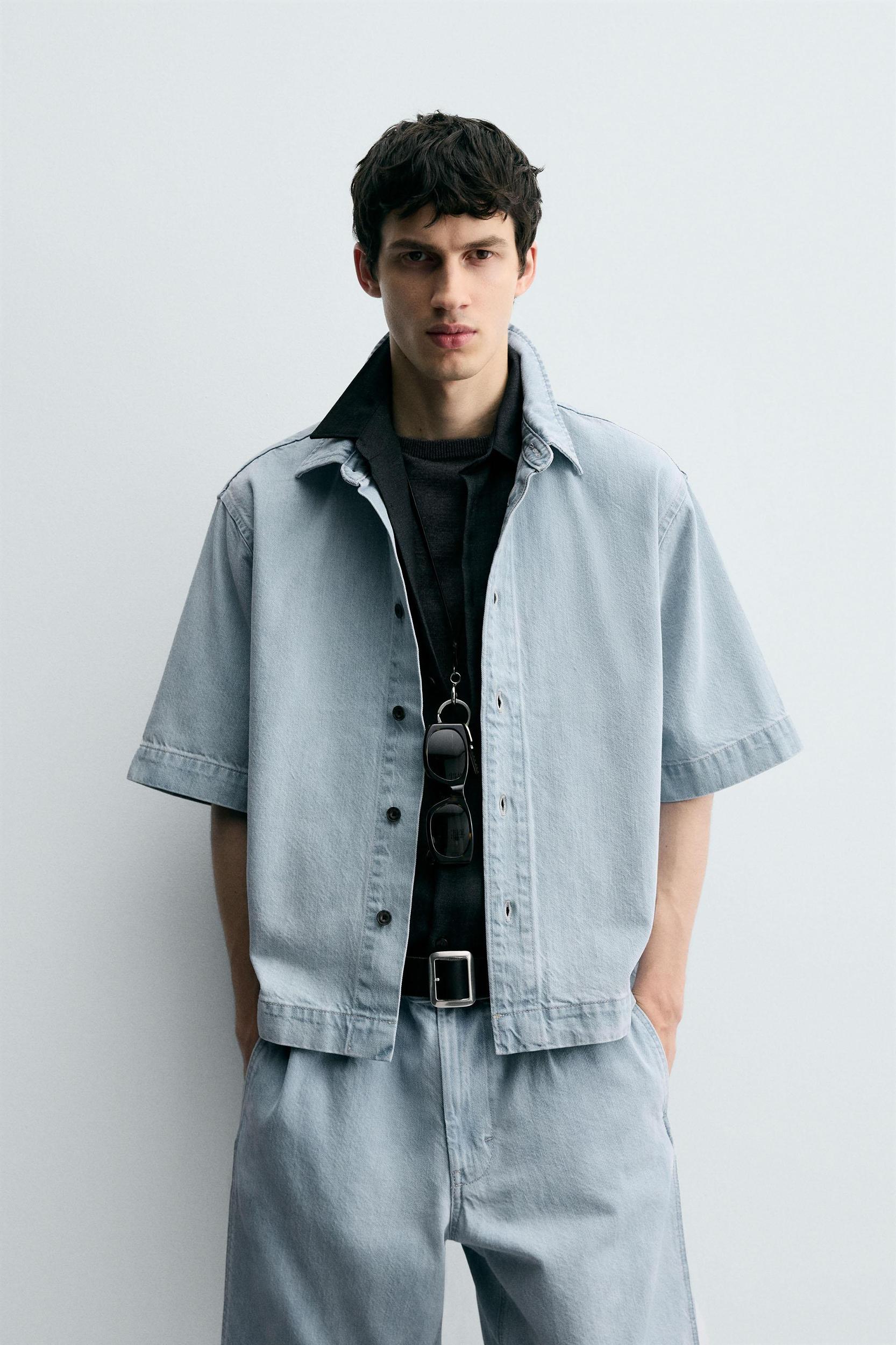 SHORT SLEEVE DENIM SHIRT Product Image