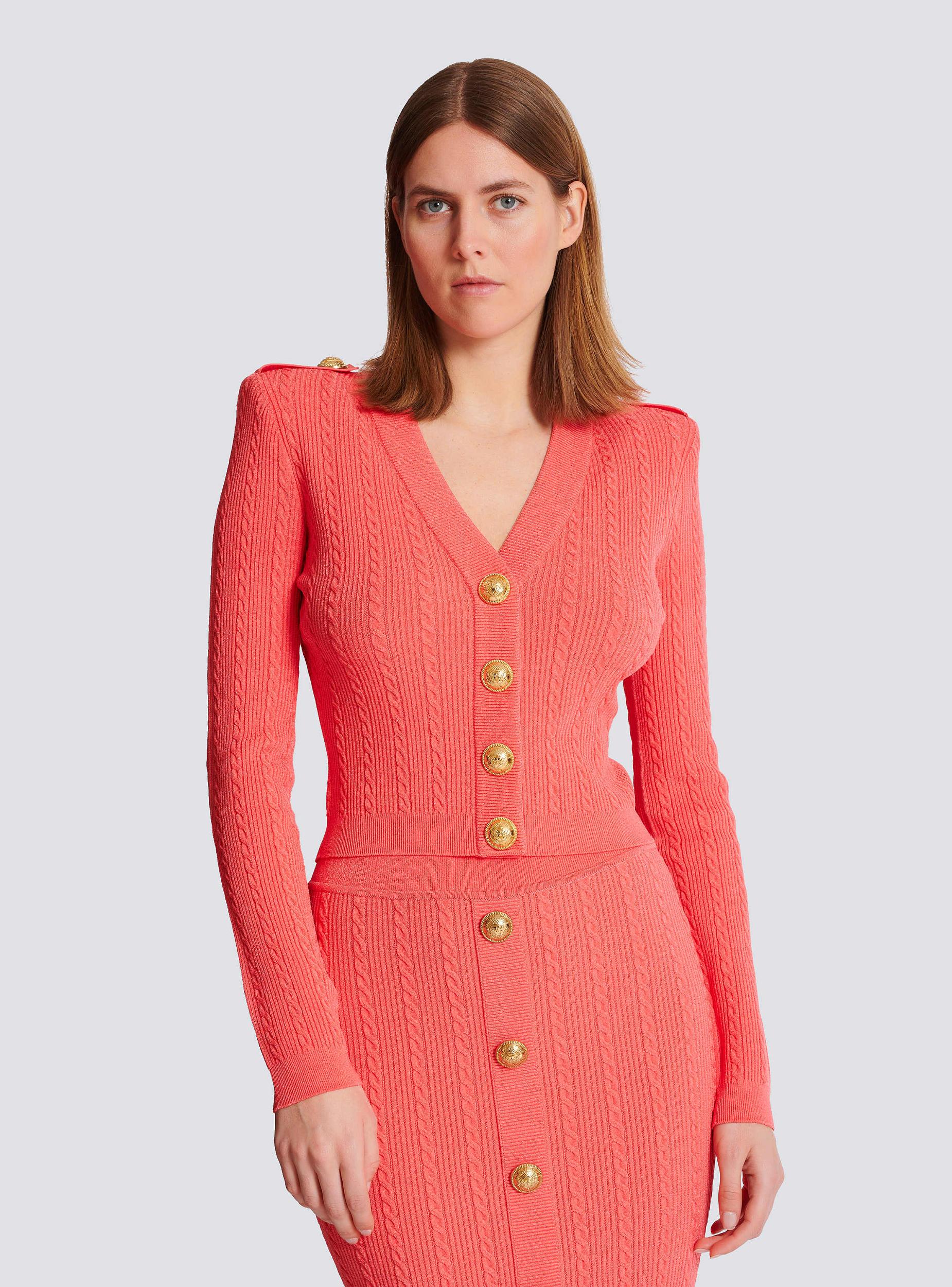 Long-sleeved cable-knit cardigan Product Image