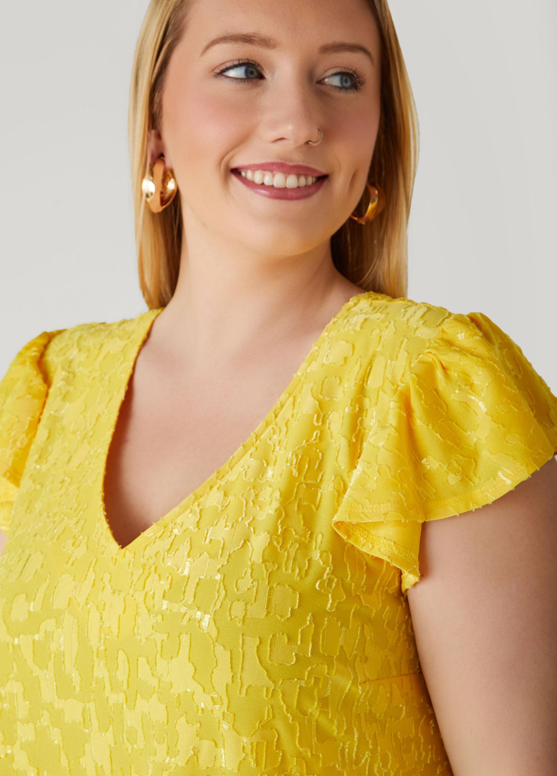 Plus Size Flounced Burnout Dress Ashley Stewart Product Image