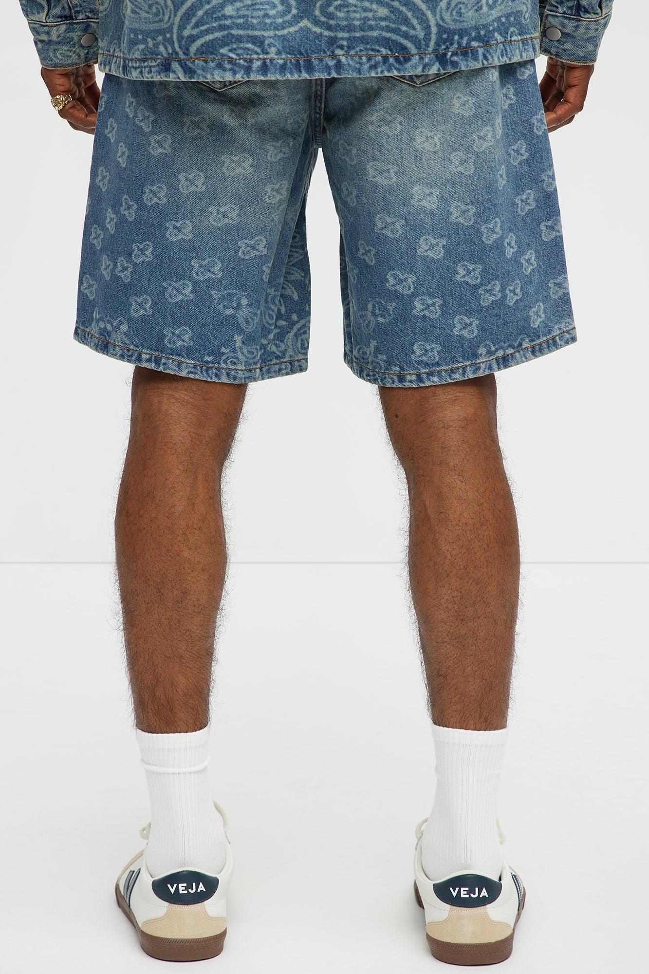 Paisley Last Relaxed Denim Shorts - Medium Blue Wash Product Image